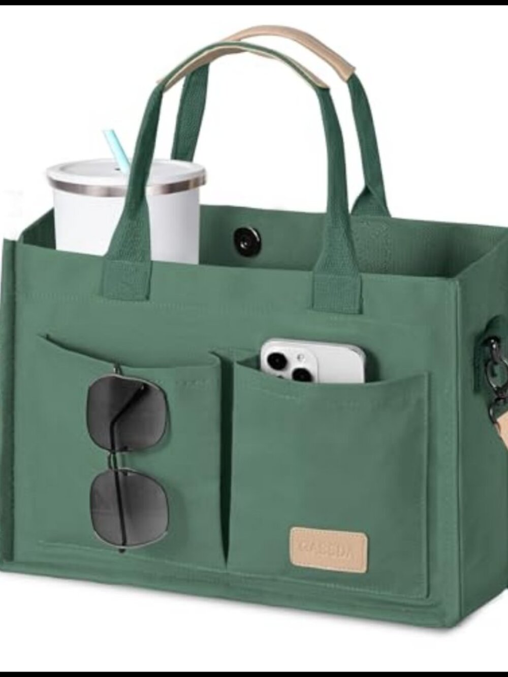 Canvas Tote Bag for Women Crossbody Work Purse with Pockets Satchel Handbag